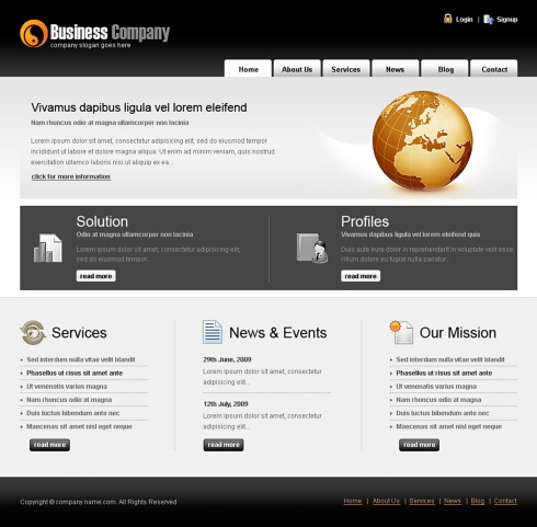 Html Website Templates on Website Templates Business 6422 Html Psd Css 6 Mb Quote