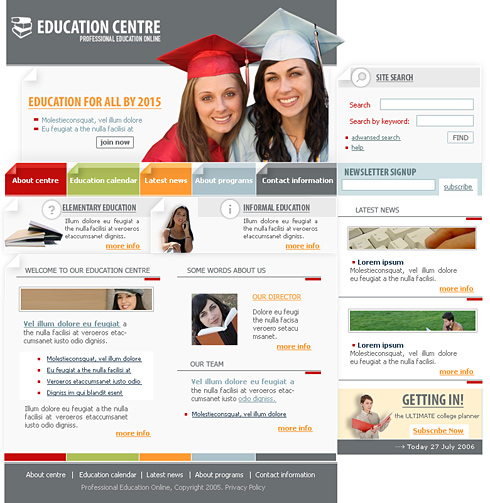 courses online xhtml template 0584 education amp kids website templates for training institute