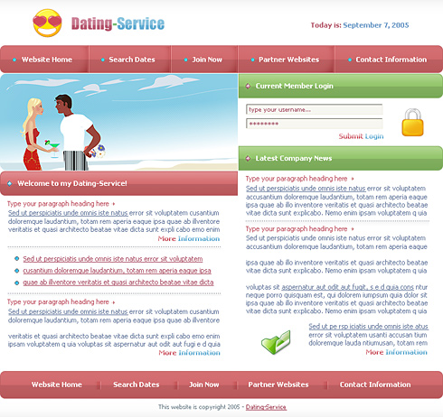 Dating website email template